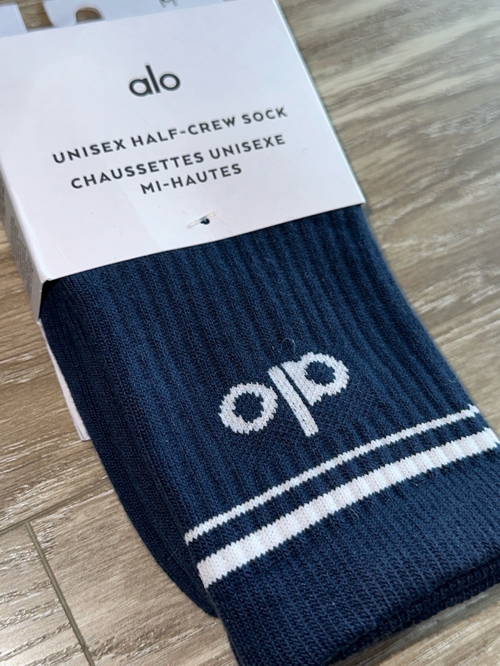 ALO Yoga Navy and White Half-Crew Socks